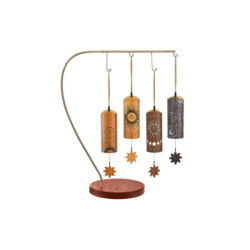 Set de 4 camapanillas de bambú cósmicas con soporte